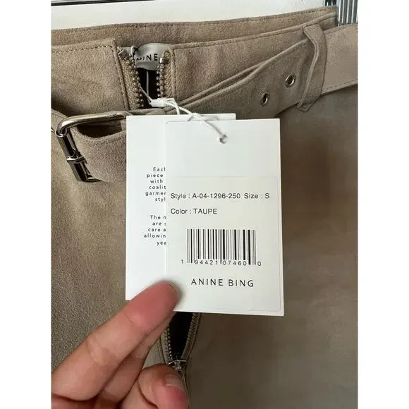Anine Bing Zip-up Ana Mini Suede Skirt NWT size S